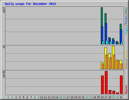 Daily usage for December 2012
