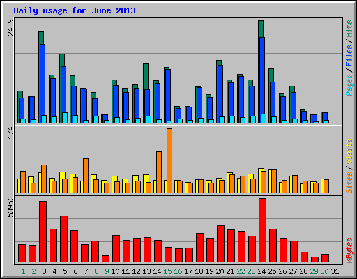 Daily usage for June 2013