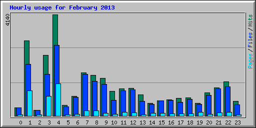 Hourly usage for February 2013